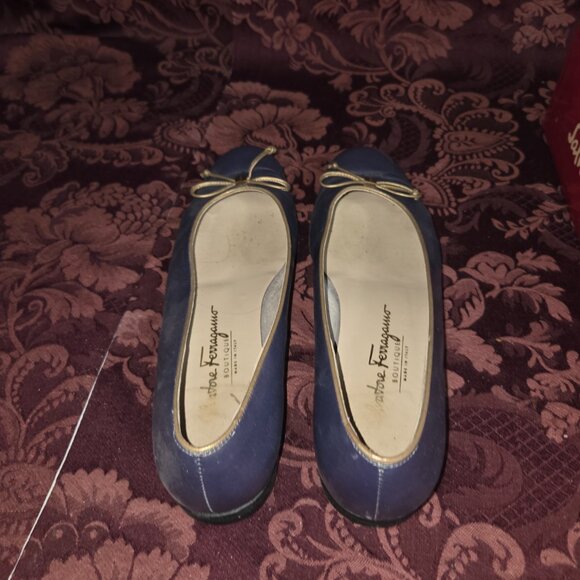 Salvatore Ferragamo Banner 1 CM Iridescent Blue Ballet Flats Women's Size 8.5 B - Picture 3 of 5